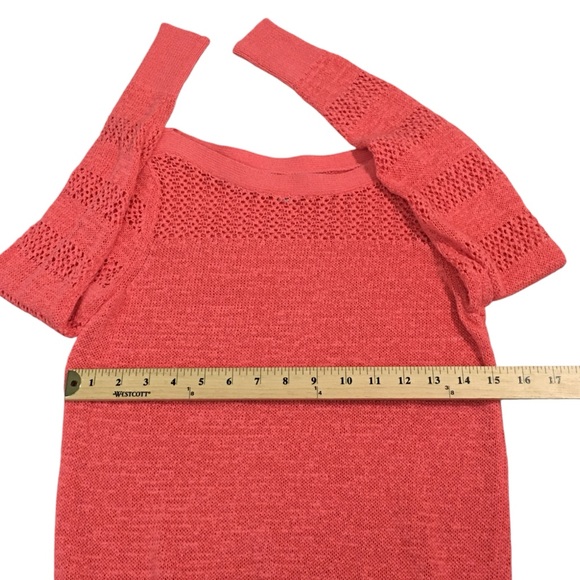 LOFT Coral Knit Boatneck Open Weave Sweater Top - Women’s XS - Picture 3 of 12